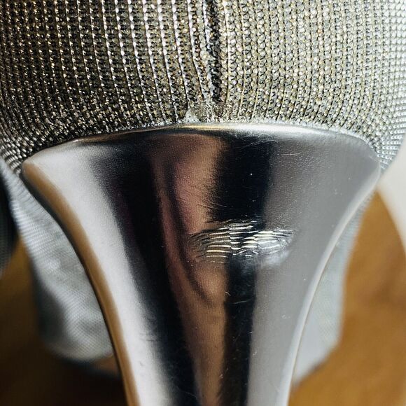 Bandolino Womens BDTufflove Wedge Heel Metallic Silver Sparkle Peep Toe Sz 8.5M - Picture 5 of 11